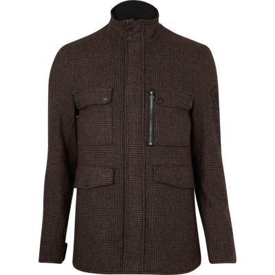 Brown check smart jacket