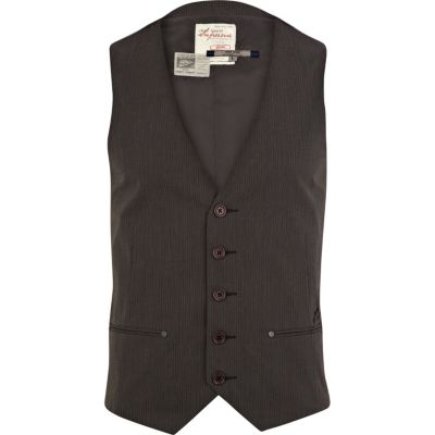 Brown stripe smart waistcoat