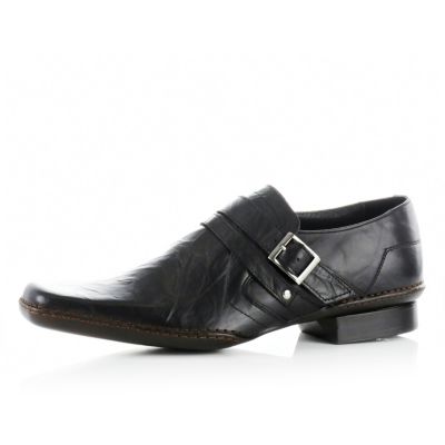 Black monk strap leather shoes