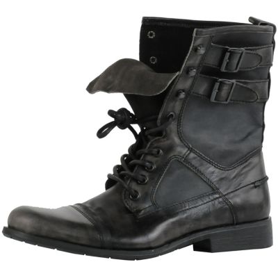black double strap lace up boots