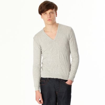 Light grey v neck jumper