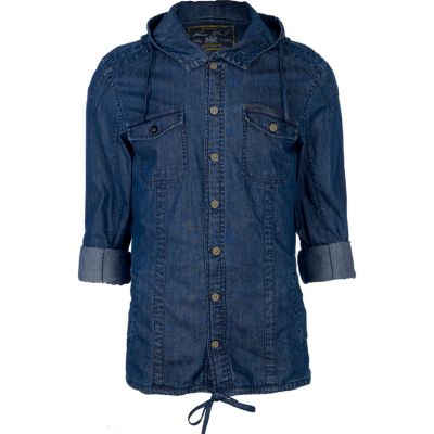 blue denim hooded shirt jacket