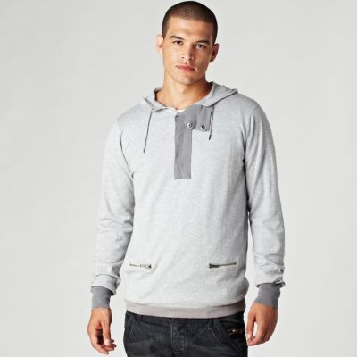 grey cotton pull over hoodie