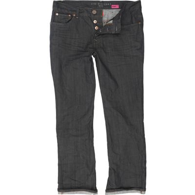 Dark wash denim slouch jeans