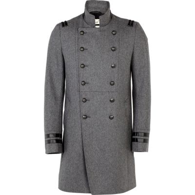 Grey double breasted military coat