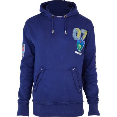 Navy old glory overdyed patch hoody