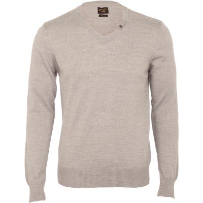 Grey marl v-neck jumper