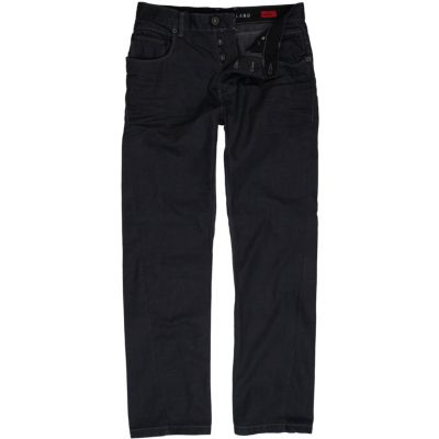 Dark wash denim straight leg jeans