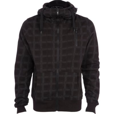 Black check hoodie