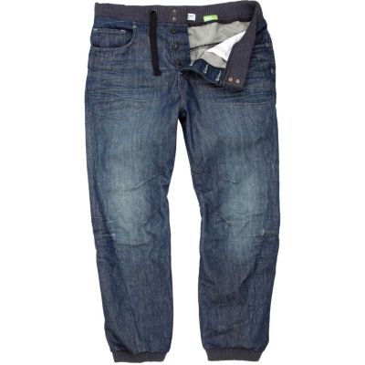 Mid wash denim jogger jeans