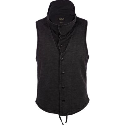 Grey cowl neck waistcoat