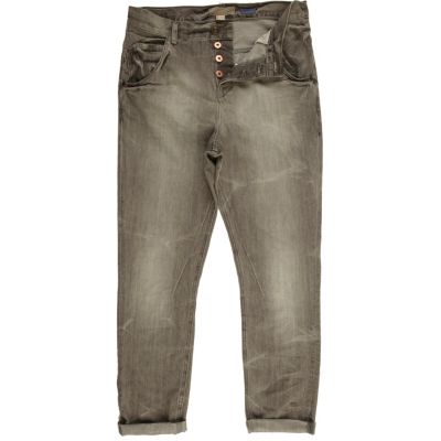 Grey denim carrot fit jeans