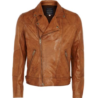 light brown leather biker jacket