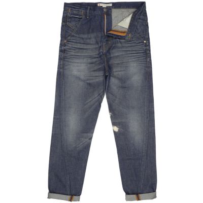 Mid wash denim carrot jeans