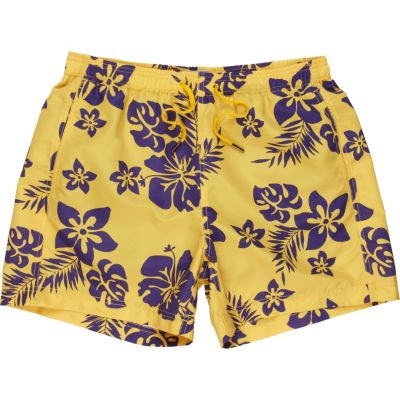 Yellow floral swim shorts
