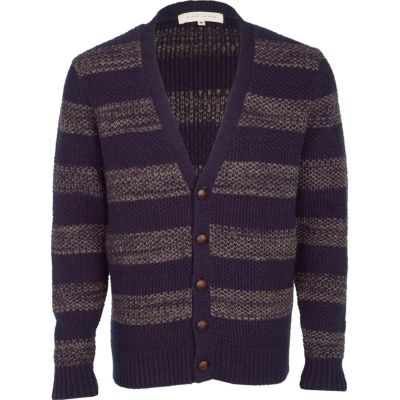 Navy v-neck stripe cardigan