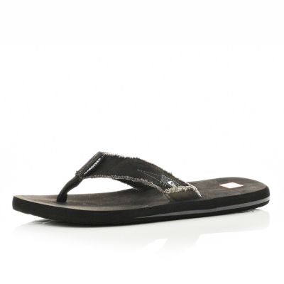 Dark grey canvas flip flops