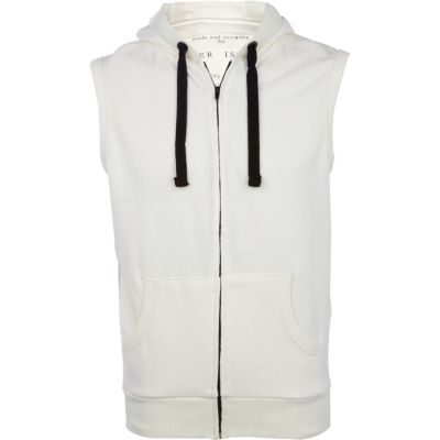 White sleeveless hoodie