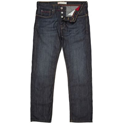 dark wash denim straight jeans 