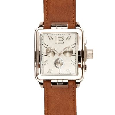 tan square face watch 
