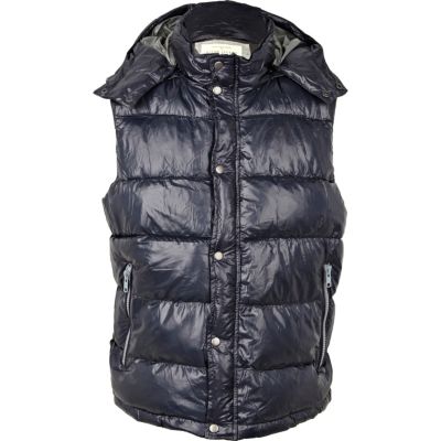 Dark blue padded hooded gilet