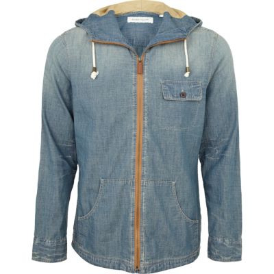blue denim zip shirt 