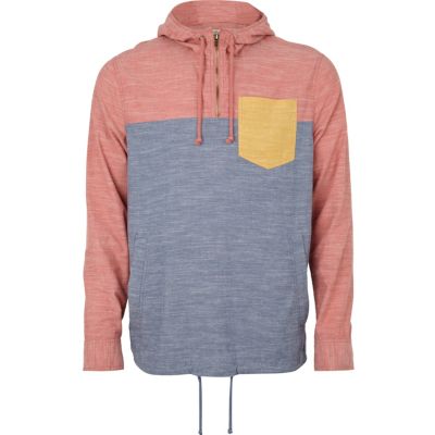 Blue colour block hoodie