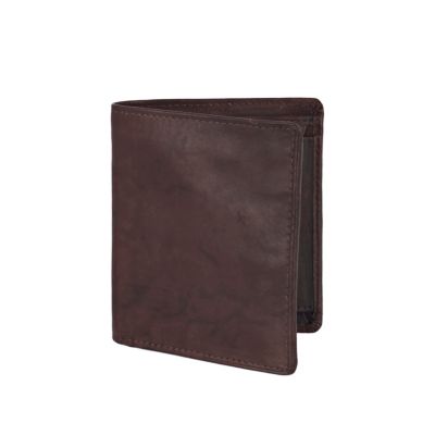 dark brown plain three fold wallet 