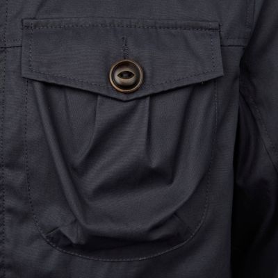 Navy hooded fisherman jacket