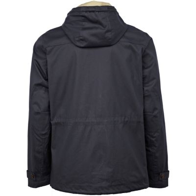 Navy hooded fisherman jacket