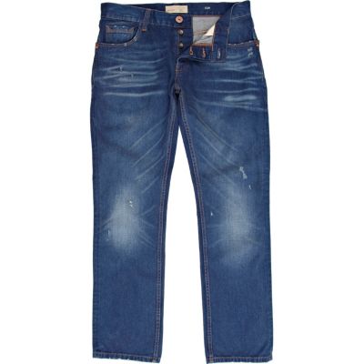 True blue mid wash slim jeans