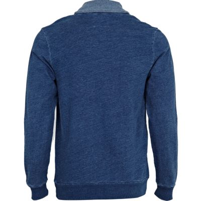 Navy shawl collar sweater