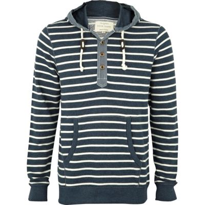 Navy stripe chambray hoodie