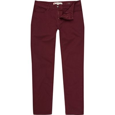 Dark red Sid stretch skinny jeans
