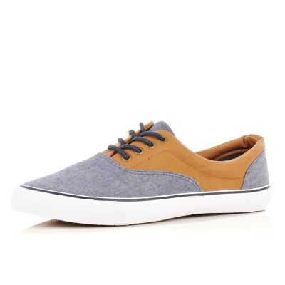 blue denim contrast plimsolls 