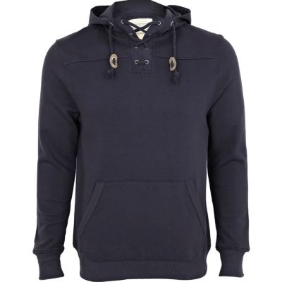 Navy lace neck hoodie
