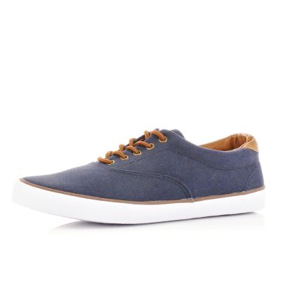Navy washed plimsolls