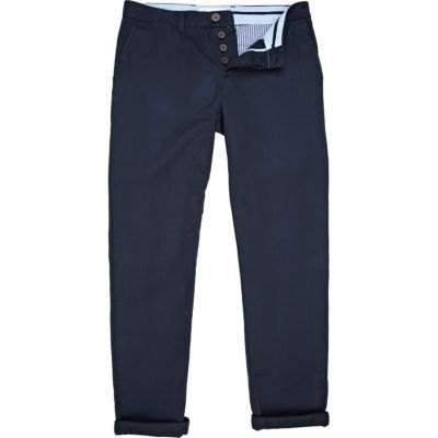 navy sprayed chinos
