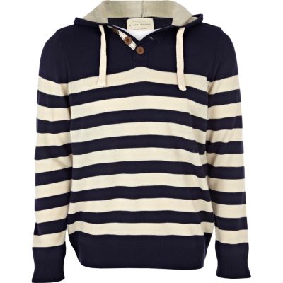 blue stripe hooded jumper 