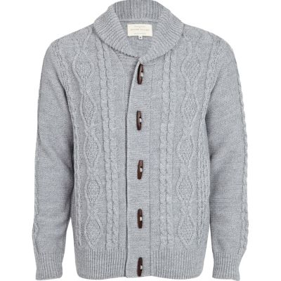 grey marl aran knit cardigan 