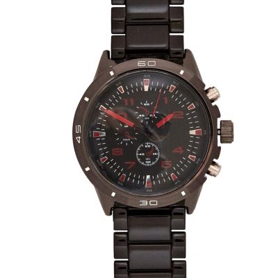 Black round three dial watch