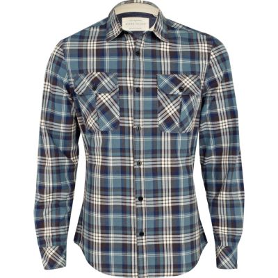 teal check shirt 