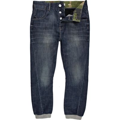 Mid wash denim jogger jeans