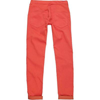 Coral stretch skinny jeans
