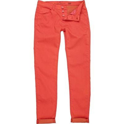 Coral stretch skinny jeans
