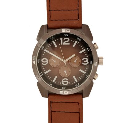 bronze round face watch 