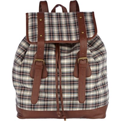 brown check rucksack 