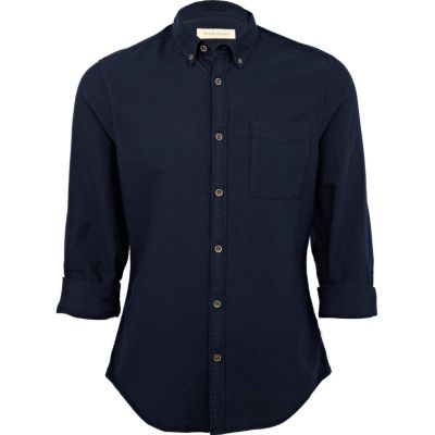 Navy roll sleeve shirt