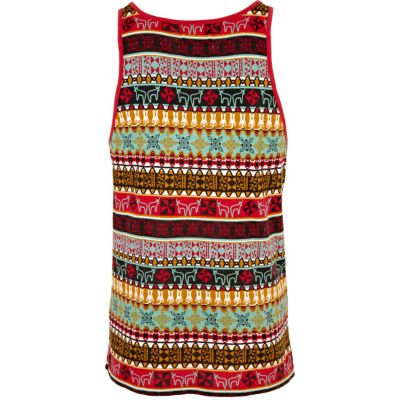 Red tribal print vest