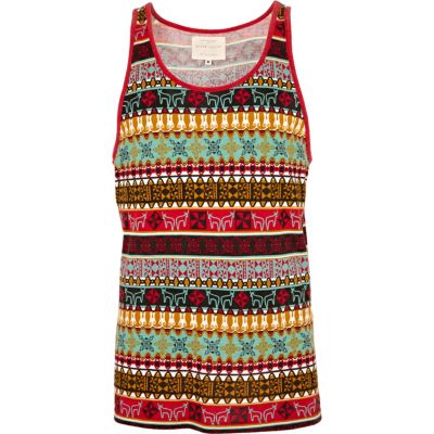 Red tribal print vest